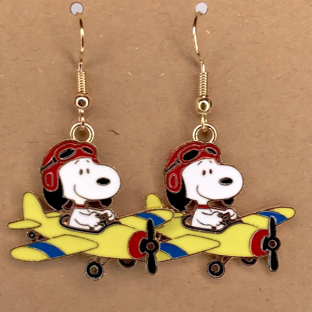 Snoopy Airplane Earrings - Picture 4 of 4